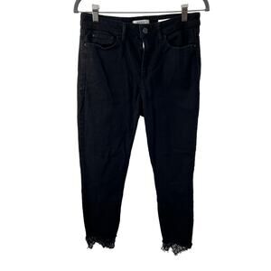 GUESS Los Angeles Black Denim Skinny Jeans Cotton Lace Trim 5-Pockets Size 30